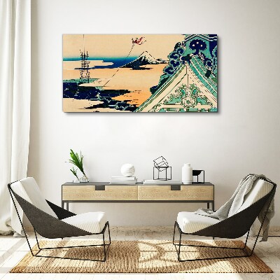 Schilderij op doek Winterlandschap met een vlieger