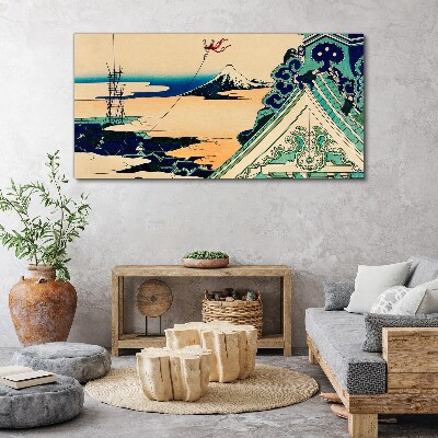 Schilderij op doek Winterlandschap met een vlieger