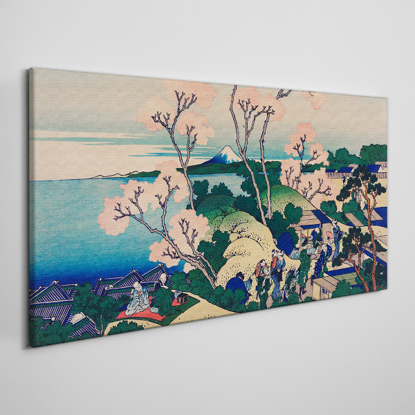 Canvas schilderij Lentelandschap met de berg Fuji