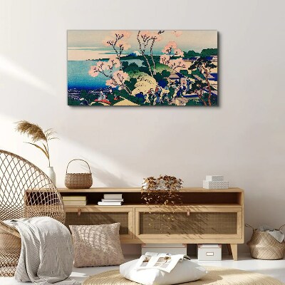 Canvas schilderij Lentelandschap met de berg Fuji