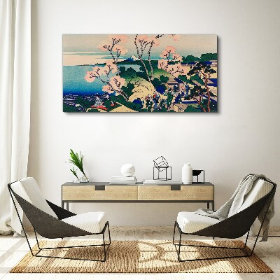 Canvas schilderij Lentelandschap met de berg Fuji