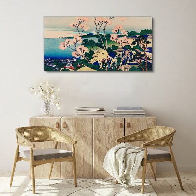 Canvas schilderij Lentelandschap met de berg Fuji