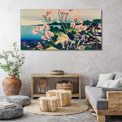 Canvas schilderij Lentelandschap met de berg Fuji