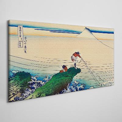 Schilderij op doek Vissers aan de kust