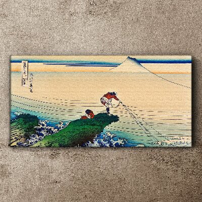 Schilderij op doek Vissers aan de kust