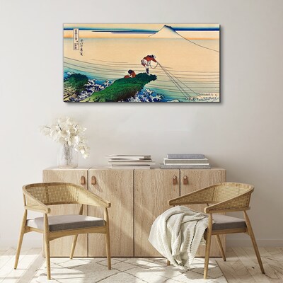 Schilderij op doek Vissers aan de kust