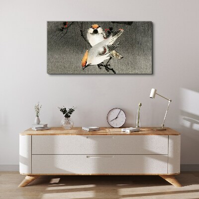 Schilderij op doek Vogels op een tak