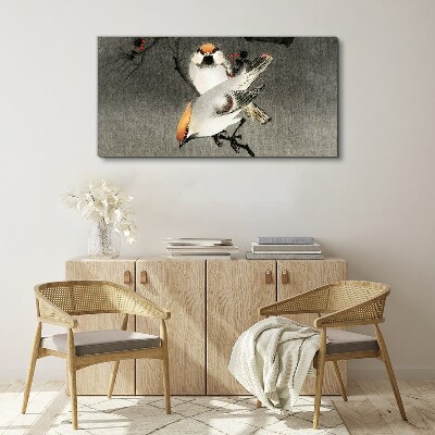 Schilderij op doek Vogels op een tak