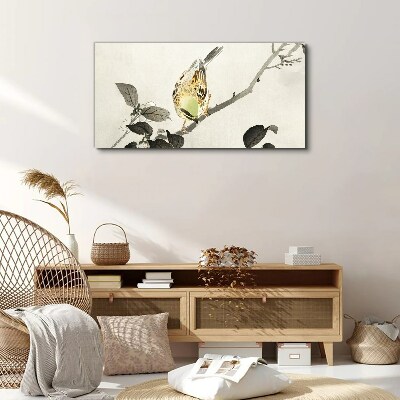 Foto op canvas Gouden vogel op een tak