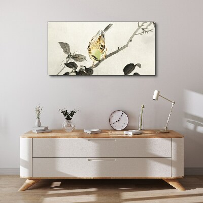 Foto op canvas Gouden vogel op een tak