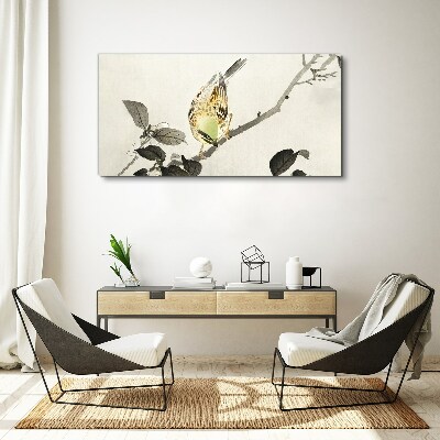 Foto op canvas Gouden vogel op een tak