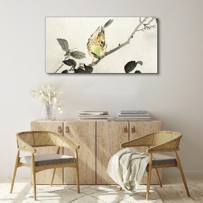Foto op canvas Gouden vogel op een tak