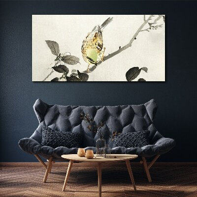 Foto op canvas Gouden vogel op een tak
