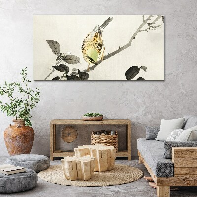 Foto op canvas Gouden vogel op een tak