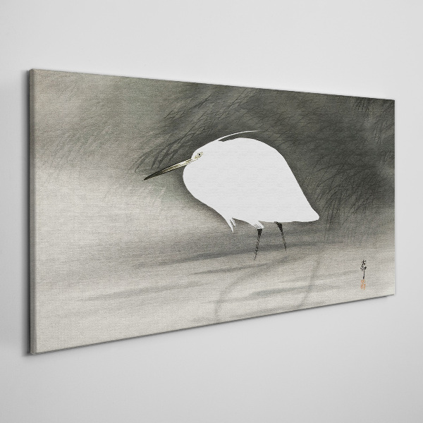 Canvas schilderij Witte reiger tegen de mist