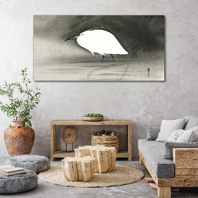 Canvas schilderij Witte reiger tegen de mist