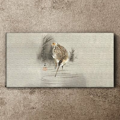 Schilderij op doek Een mysterieuze vogel in een delicaat landschap