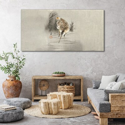 Schilderij op doek Een mysterieuze vogel in een delicaat landschap