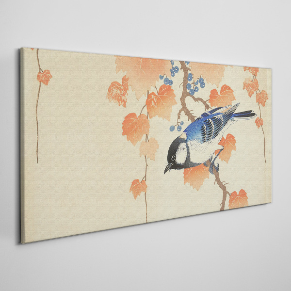 Schilderij op doek Vogel op een wijnstokachtergrond