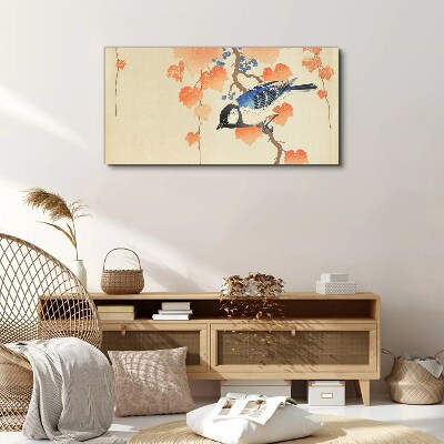 Schilderij op doek Vogel op een wijnstokachtergrond