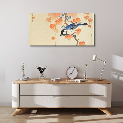 Schilderij op doek Vogel op een wijnstokachtergrond