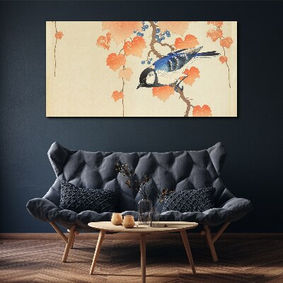 Schilderij op doek Vogel op een wijnstokachtergrond