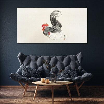 Schilderij op doek Japanse haan en hen