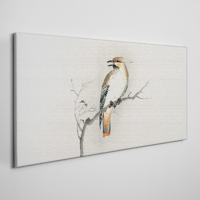 Canvas schilderij Een zingende vogel op een tak