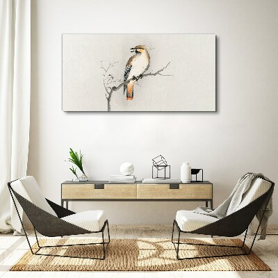 Canvas schilderij Een zingende vogel op een tak