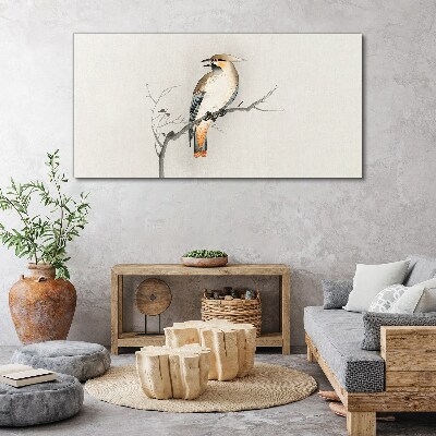 Canvas schilderij Een zingende vogel op een tak