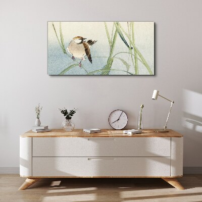 Foto op canvas Een mees tegen het gras