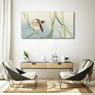 Foto op canvas Een mees tegen het gras