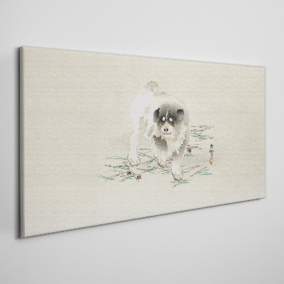 Schilderij op doek Een hond tegen het gras