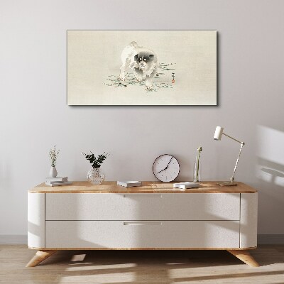 Schilderij op doek Een hond tegen het gras