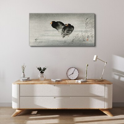 Canvas schilderij Twee eenden op kalm water