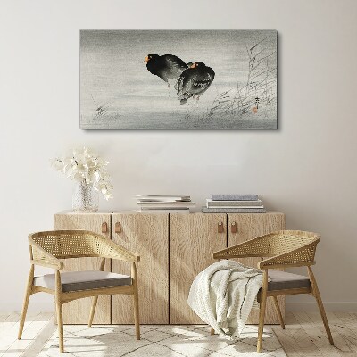 Canvas schilderij Twee eenden op kalm water