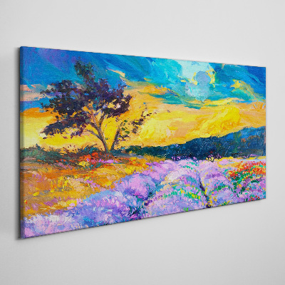 Schilderij op doek Landschap in zonsondergangkleuren