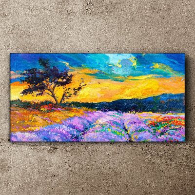 Schilderij op doek Landschap in zonsondergangkleuren