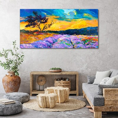 Schilderij op doek Landschap in zonsondergangkleuren