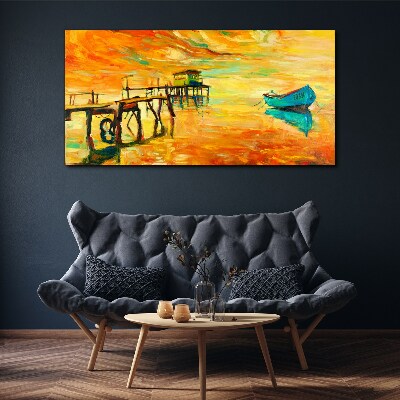 Foto op canvas Gouden uur aan het water
