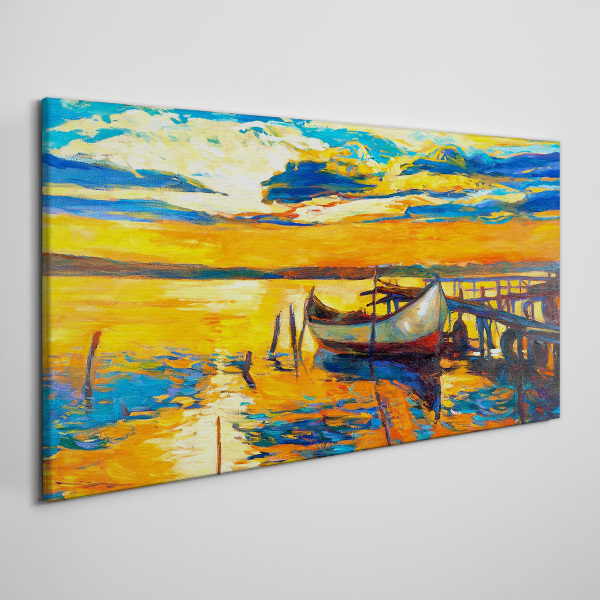 Canvas schilderij Gouden uur aan het meer