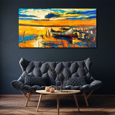 Canvas schilderij Gouden uur aan het meer
