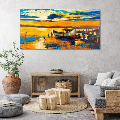 Canvas schilderij Gouden uur aan het meer