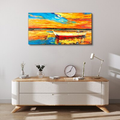 Schilderij op doek Gouden reflecties op het water