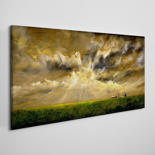 Schilderij op doek Een vredig landschap met wolken