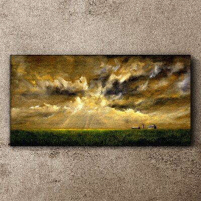 Schilderij op doek Een vredig landschap met wolken