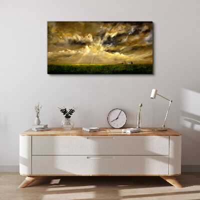 Schilderij op doek Een vredig landschap met wolken