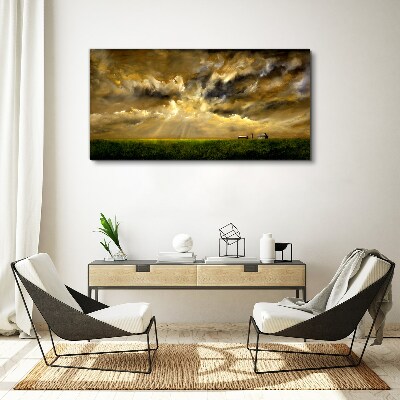 Schilderij op doek Een vredig landschap met wolken