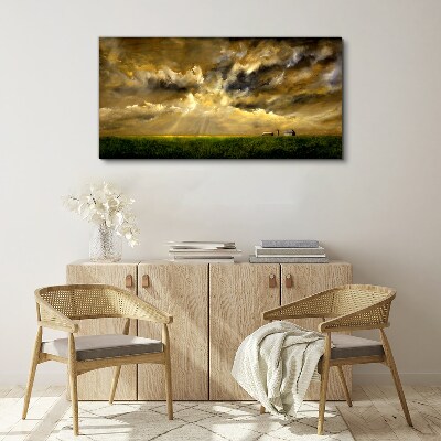 Schilderij op doek Een vredig landschap met wolken