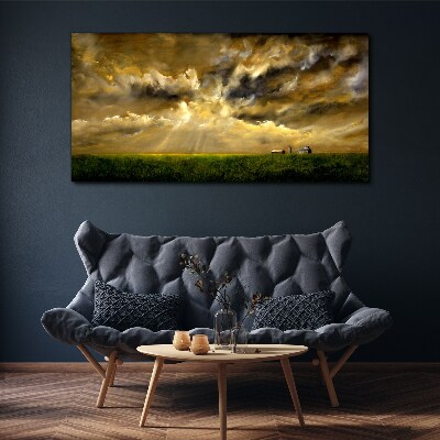 Schilderij op doek Een vredig landschap met wolken